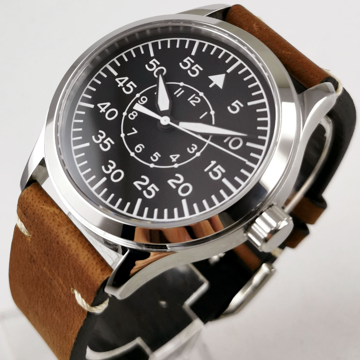 42mm Black Dial luminous Sapphire Glass Stainless steel Polished Case